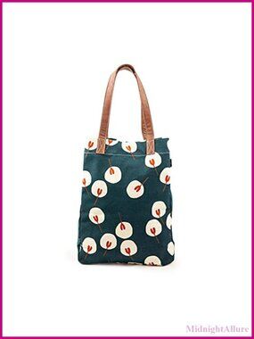 Recycled Canvas Market Tote Bag with Vegan Leather Handles